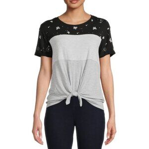 No Boundaries tie-front butterflies & cosmos t-shirt, size M